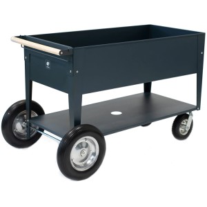 Mobiles Kräuterhochbeet Swivel, 120x60 cm, anthrazit, mit Ablagefläche und Rädern.