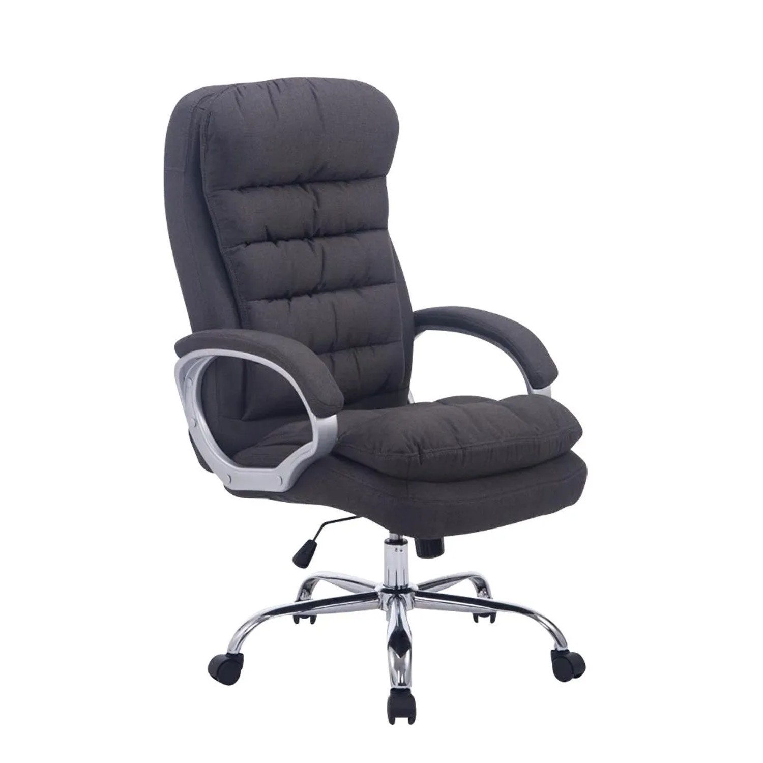 DELUKE Bürostuhl SOUK Stoff 116x68x77 Dunkelgrau Stoff Metall In Chromoptik Gestell Ergonomische Bürostühle Homeoffice Stuhl