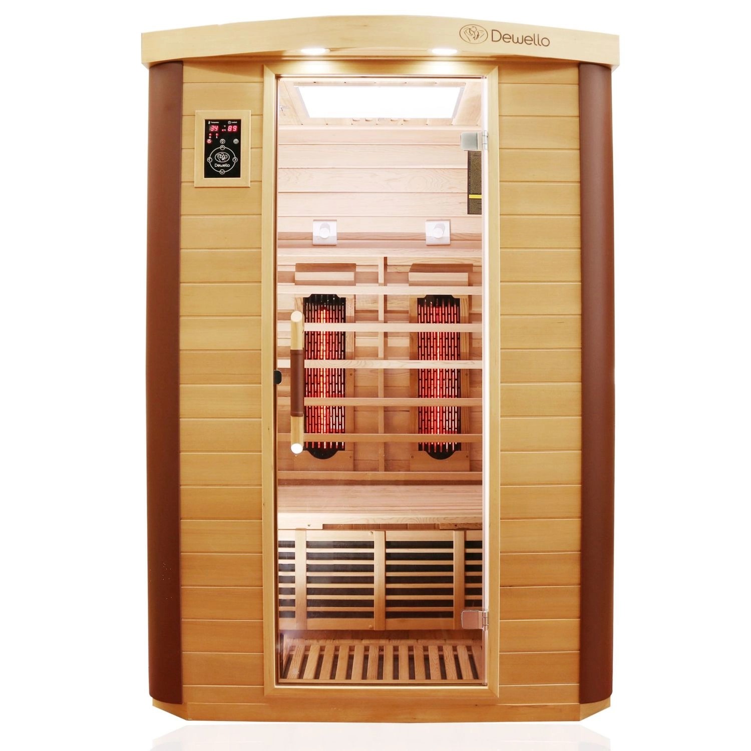 Dewello Infrarotkabine Sauna Toronto 127cm x 106cm 2 Person Vollspektrum & Karbonstrahler Hemlock Zeder