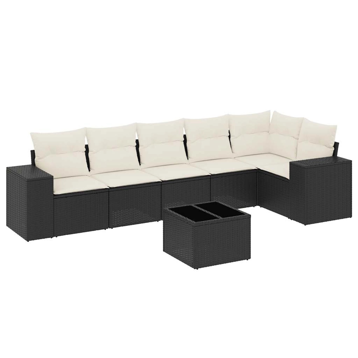 vidaXL 7-tlg Garten-Sofagarnitur mit Kissen Schwarz Poly Rattan Modell 222 günstig online kaufen