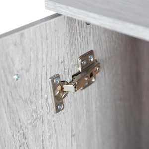 Detailaufnahme: Scharnier am Better Home Schrank mit Rollen, grau marmoriert.