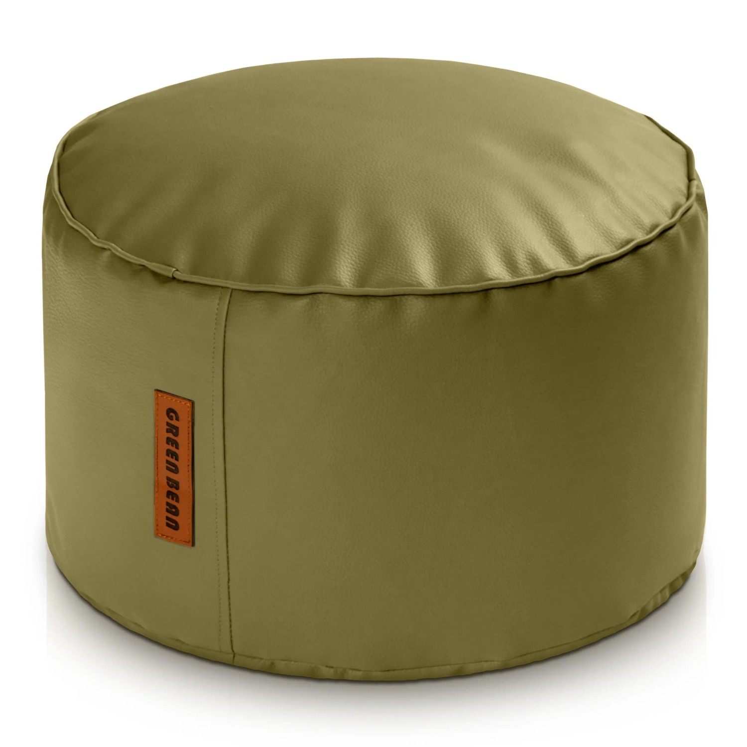 Green Bean Sitzpouf Stay 45 x 25 cm Leder mit EPS-Perlen-Füllung Fußhocker Verwelktes Grün