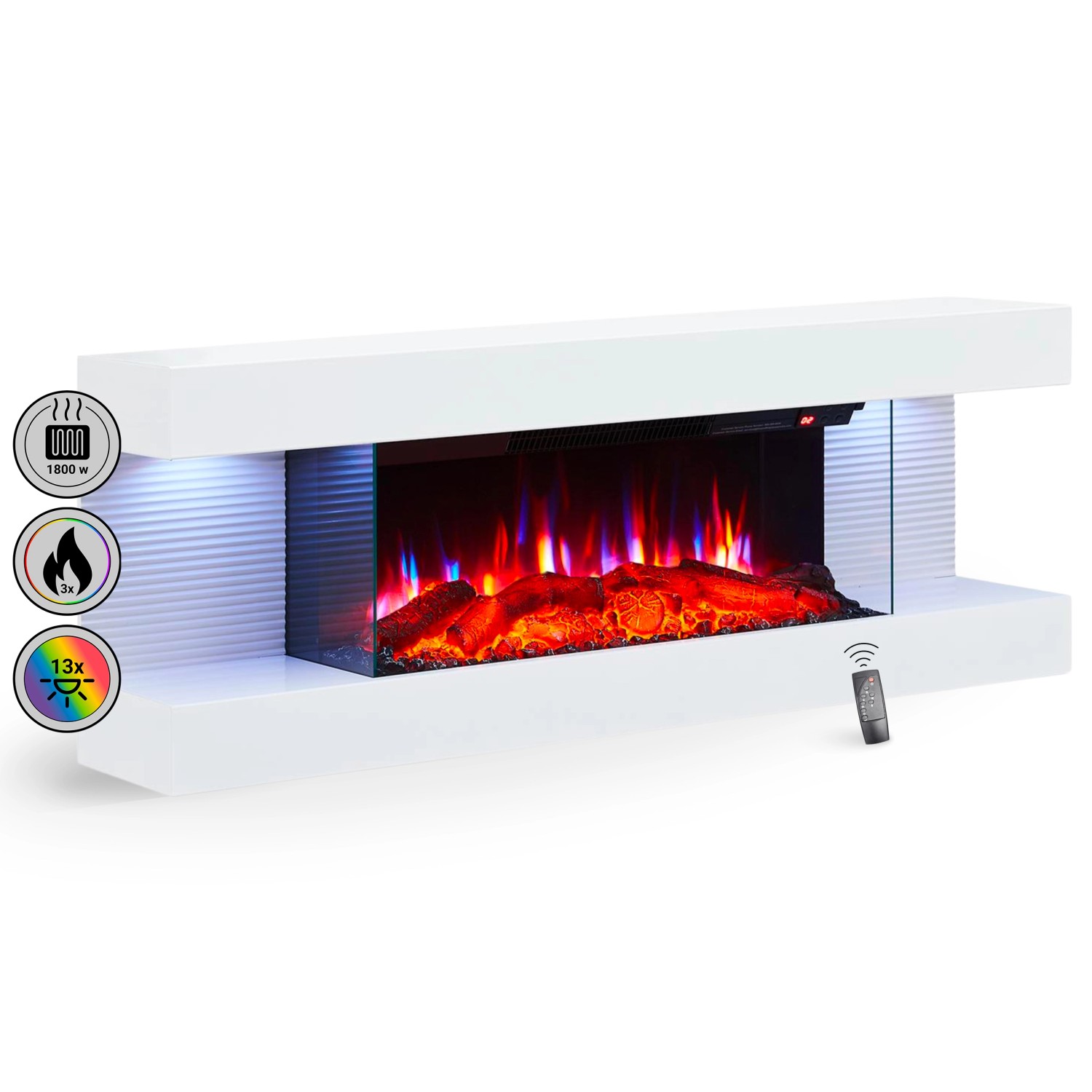 BALDERIA LU-WE Elektrokamin Wandkamin Heizung 3D-Flammeneffekt Weiß günstig online kaufen