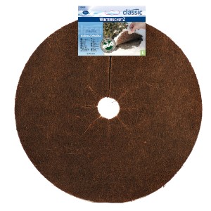 Dunkelbraune Videx Garden Kokos-Disc, Ø 45 cm, zum Schutz von Pflanzen.