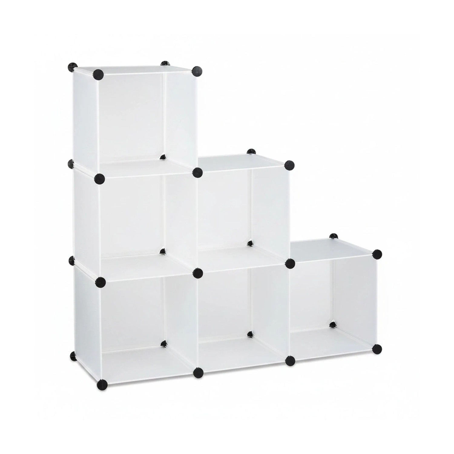 Relaxdays Stufenregal Kunststoff Weiß Stecksystem 110 cm x 110 cm x 35 cm