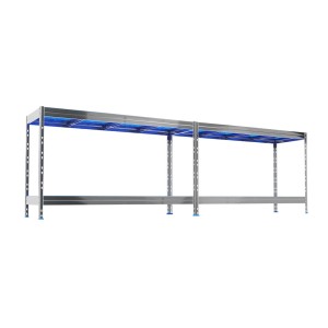 Ar Shelving Lebensmittelregal Gastronorm, 180x150x50cm, mit Aluminiumrahmen und blauen Böden.