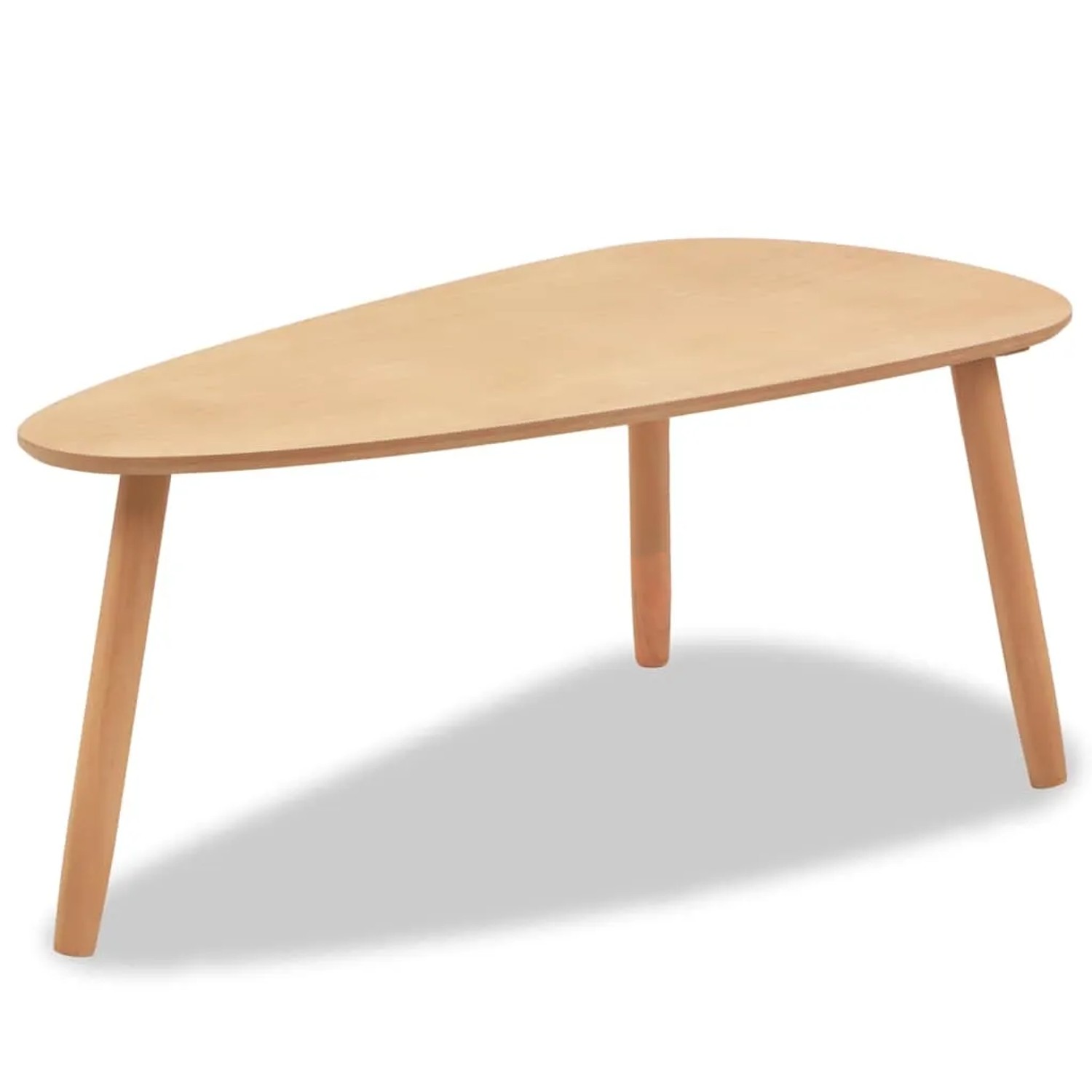 vidaXL Couchtisch aus Massivholz Kiefer mit unregelmäßiger Tischplatte und drei Beinen. Skandinavischer Stil.