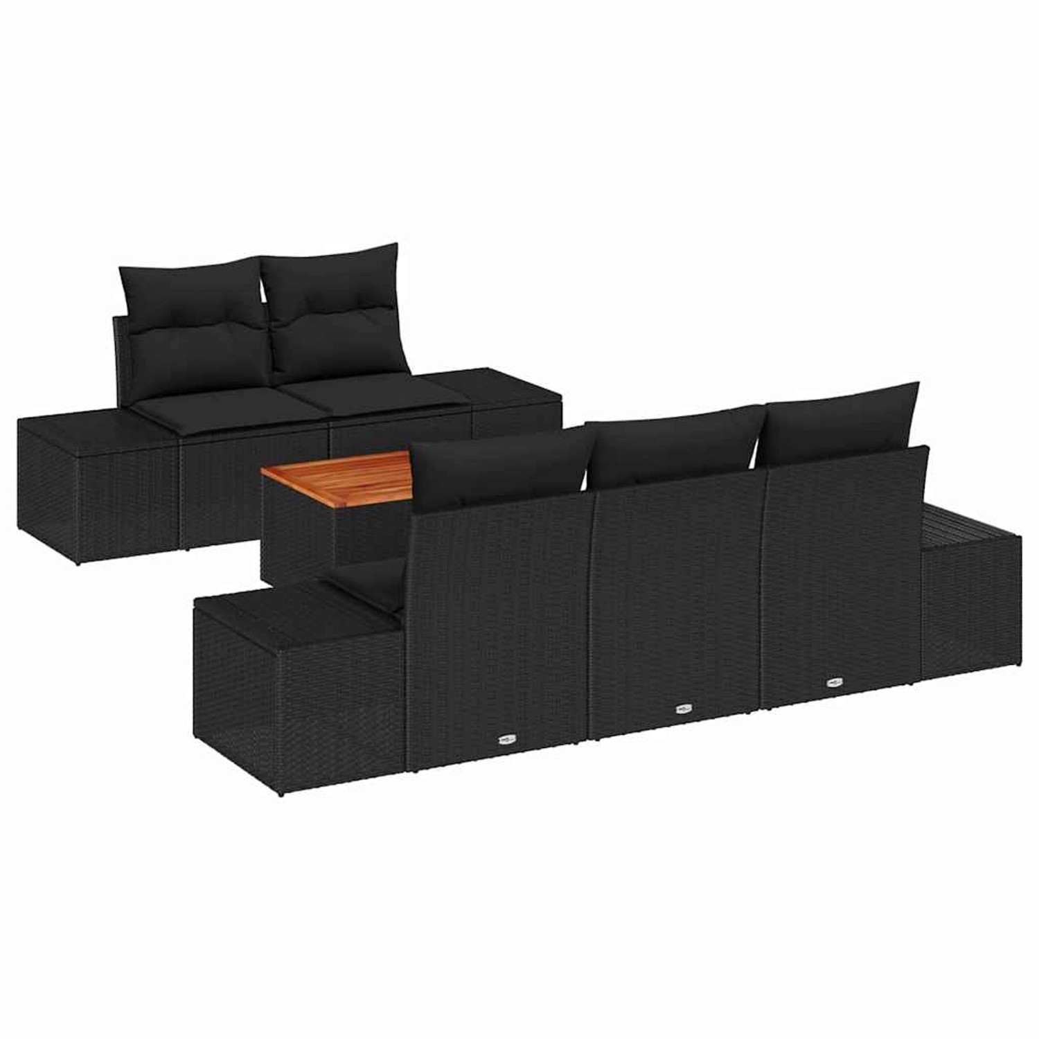 vidaXL Garten-Sofa-Set mit Kissen 6-Tlg Schwarz Poly Rattan 3347898 günstig online kaufen