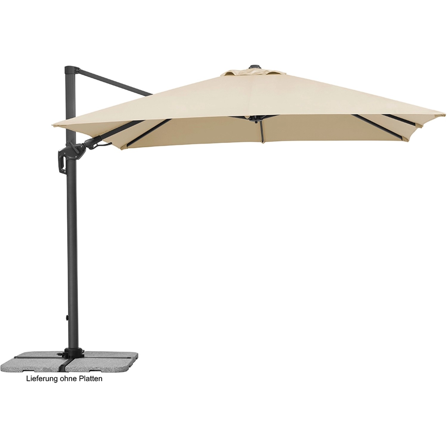Schneider Schirme Ampelschirm 300 cm x 360 cm Natur mit Kurbelmechanik