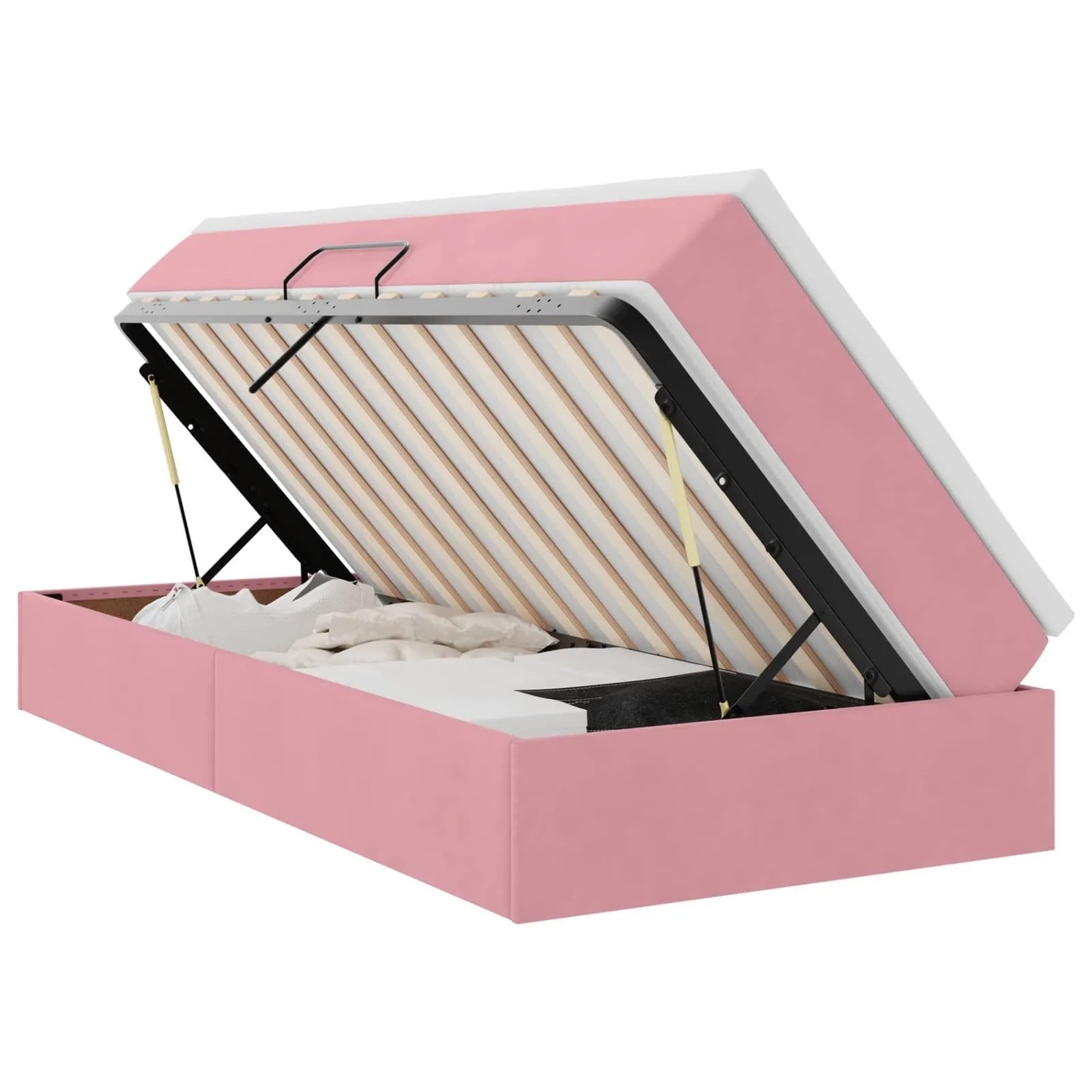 vidaXL Aufbewahrungsbett mit Matratze Rosa 100 x 200 cm Samt 3370286