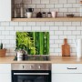 Myspotti Mini-Spritzschutzplatte Bambuswald auf Herd, grüne Bambus-Optik.