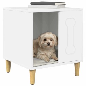 vidaXL Hundehütte Glänzend Weiß 44 x 42 x 49 cm Holzwerkstoff 8000702