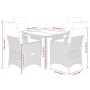 vidaXL 5-tlg. Garten Essgruppe aus Polyrattan, schwarz, mit Tisch, Sesseln und Kissen.