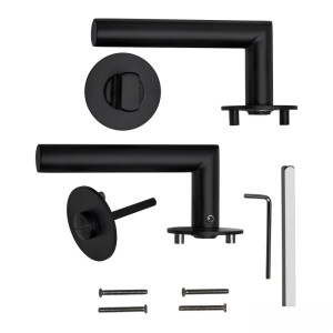 SOTECH Türdrückergarnitur THORE Edelstahl SS304 mit Flachrosetten und Magnetischer Cliptechnik Bad WC Schwarz Galvanisiert mit Befestigungsmaterial