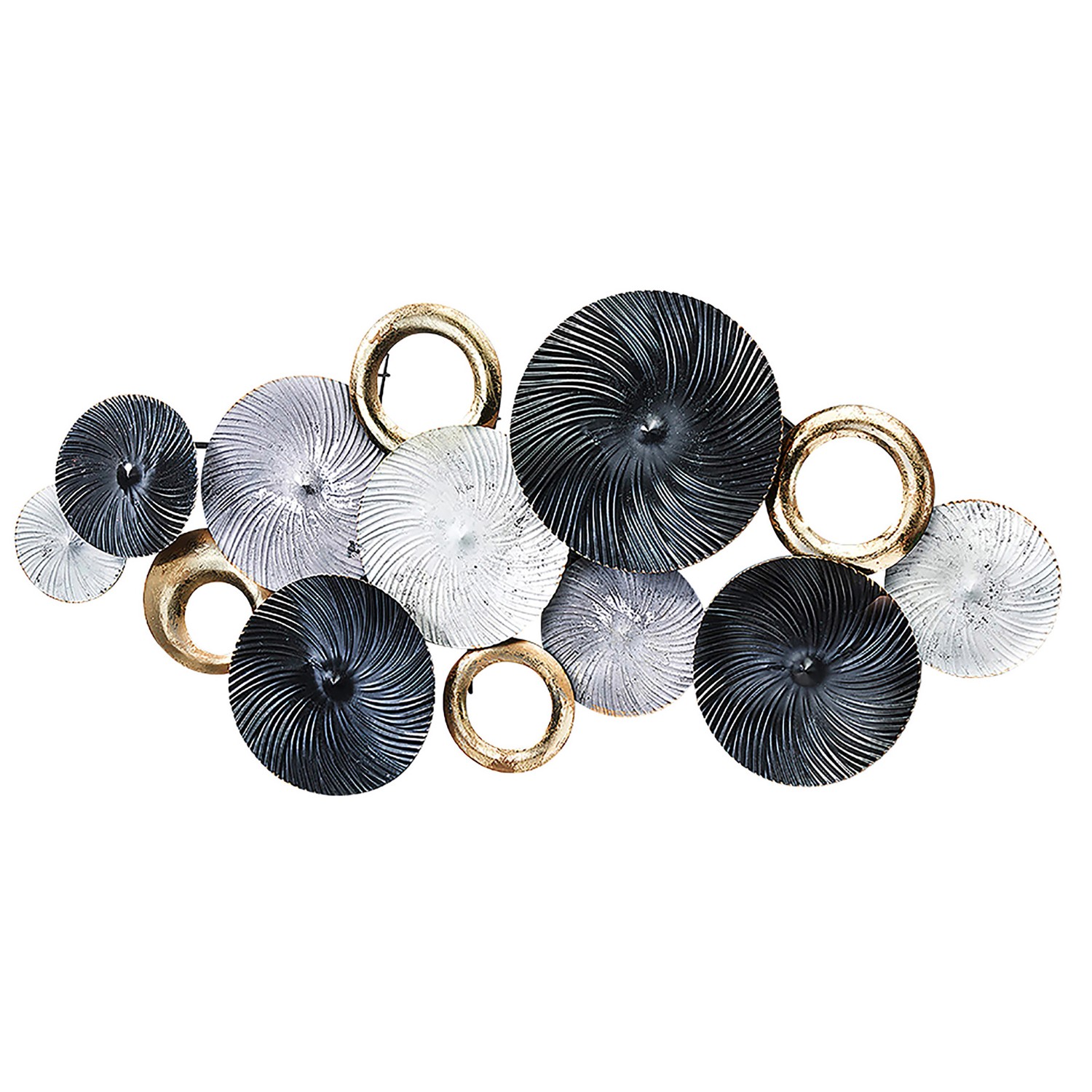 Kobolo Wandbild Wanddeko Metallbild 3D-Bild SWIRL Weiß Grau Gold ca 120x54 günstig online kaufen