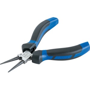 LUX Rundzange 120 mm mit blau-schwarzen Griffen zum Biegen von Drähten.
