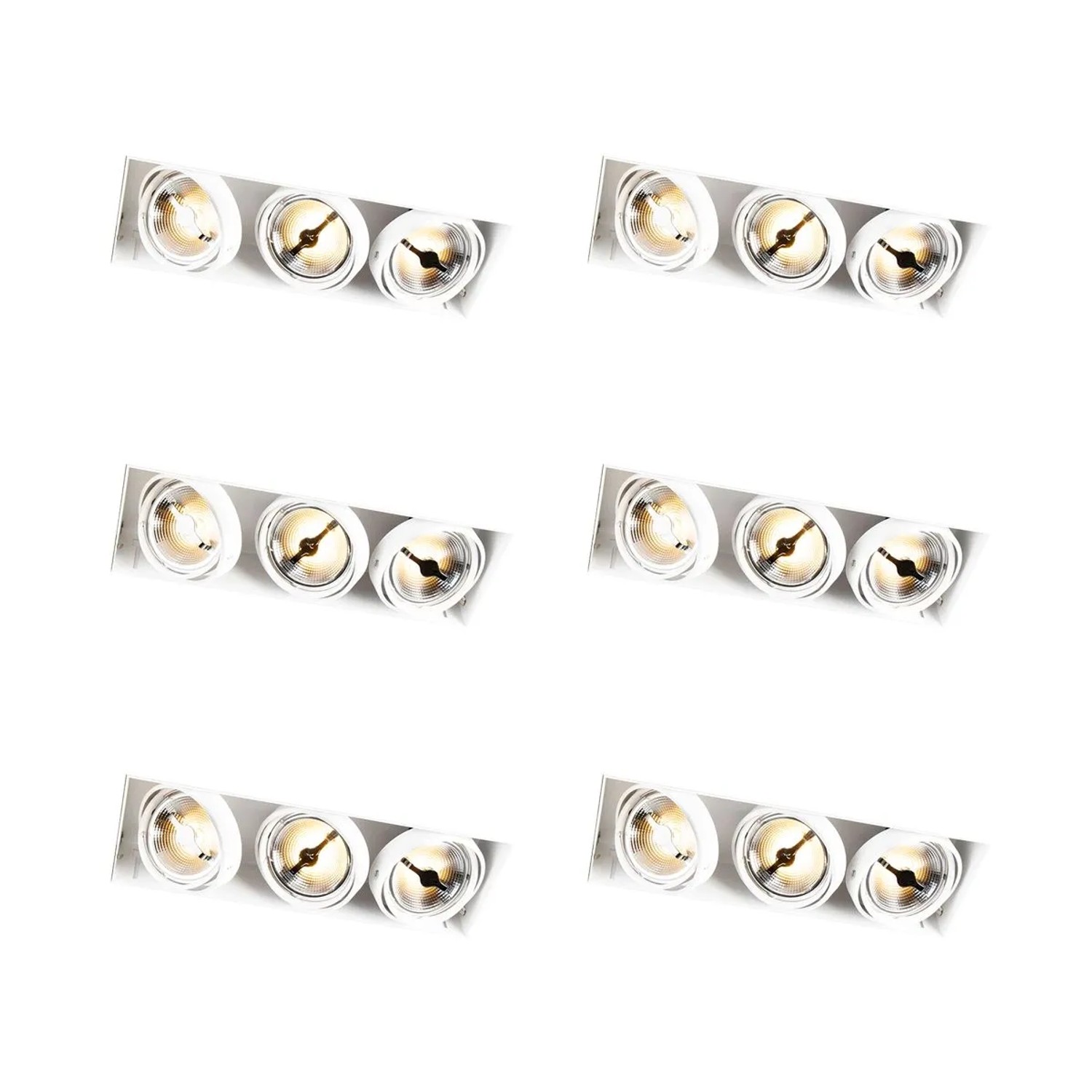 QAZQA Set mit 6 Einbaustrahlern Weiß AR111 Trimless 3 Licht Oneon