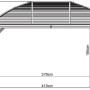 Skizze des anthrazitfarbenen Sojag Aluminium-Pavillons Moreno 10x14 mit Maßangaben.