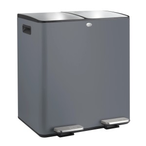 Spirella Kosmetikeimer Aliya, 2x20L, Grau Matt, mit zwei Fächern und Pedalöffnung.