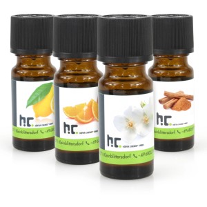 Höfer Chemie Duftöl-Set Nr. 3 mit 4 Duftnoten: Zitrone, Orange, Jasmin, Zimt für Duftlampen.