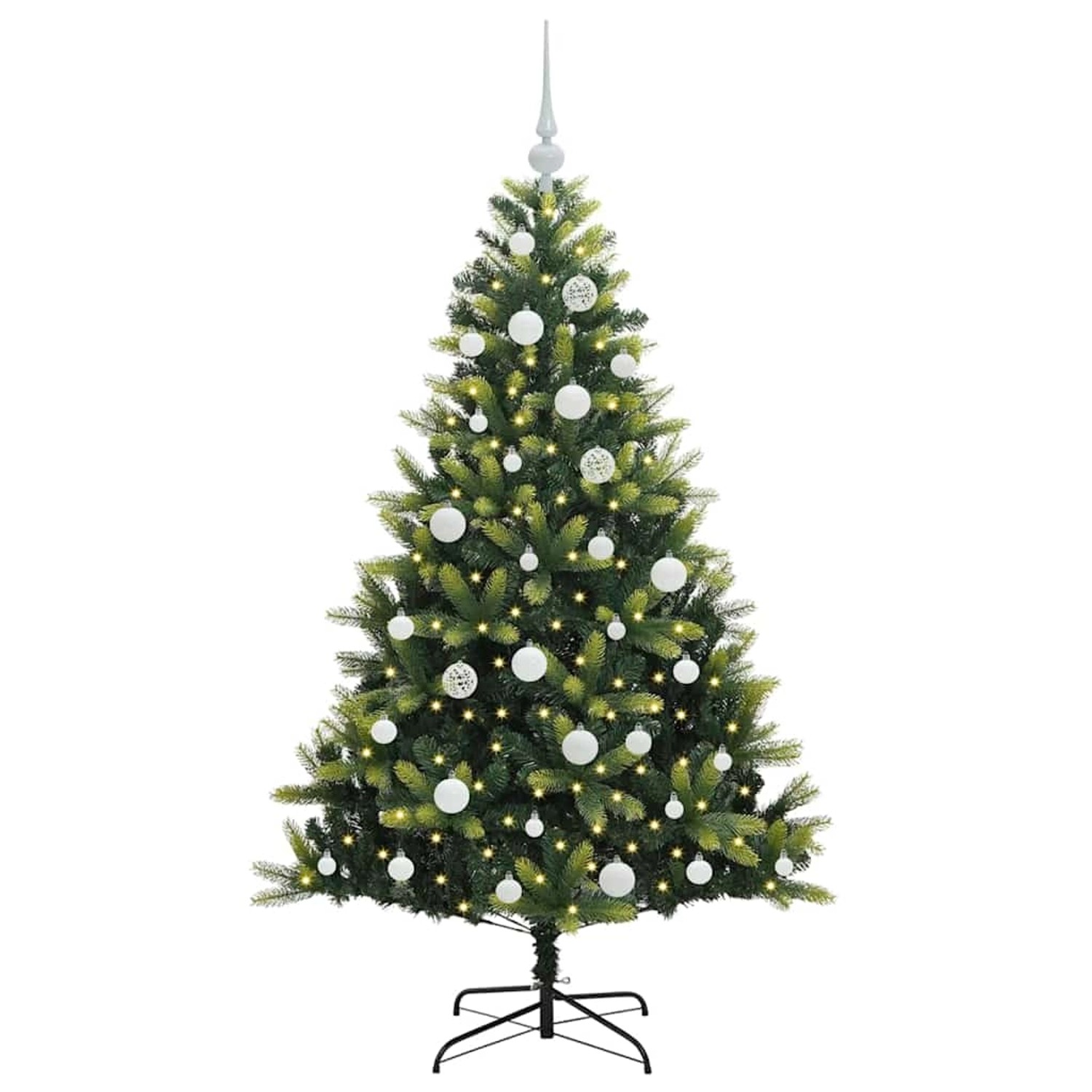 vidaXL Künstlicher Geflammter Weihnachtsbaum 150 LEDs Grün 150 cm 3395985