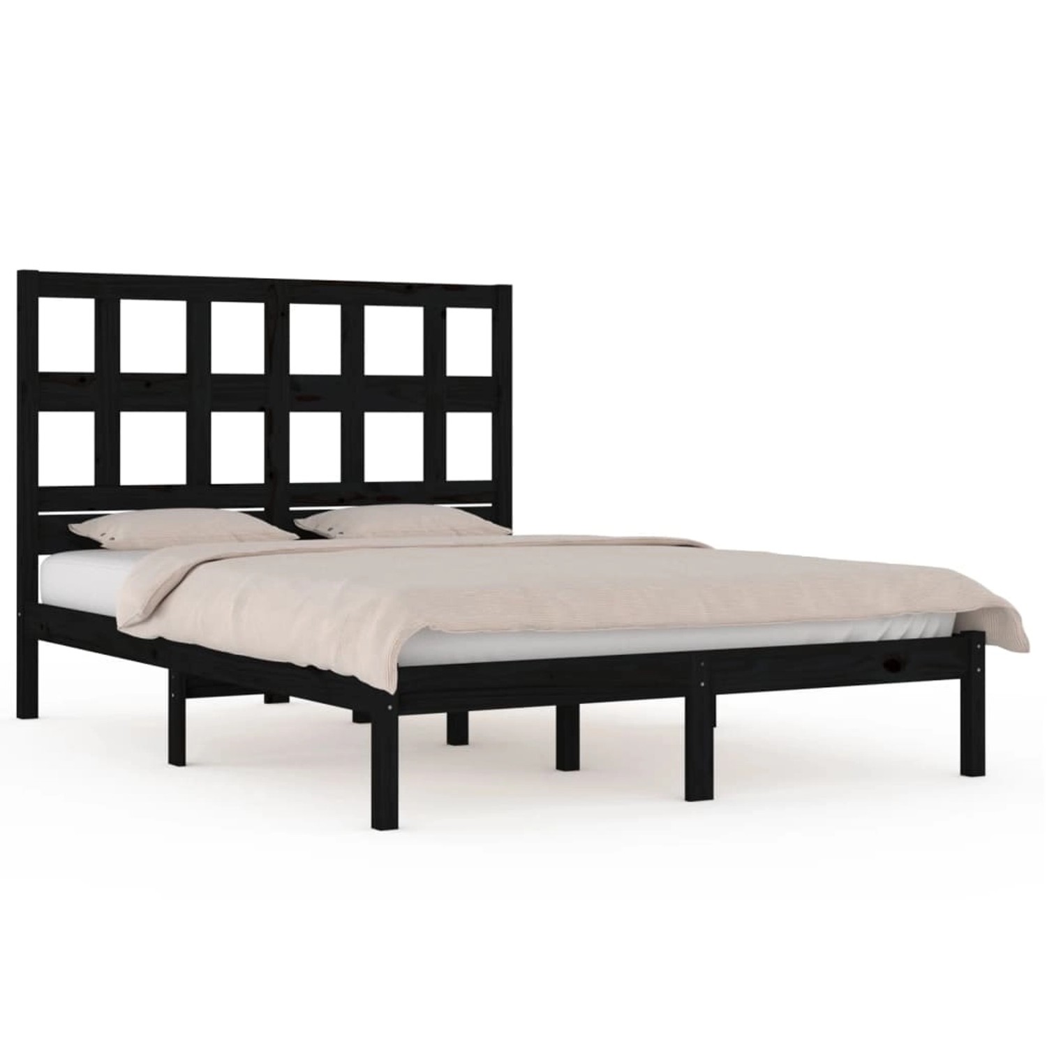 vidaXL Massivholzbett Schwarz Kiefer 200x200 cm1179376 günstig online kaufen
