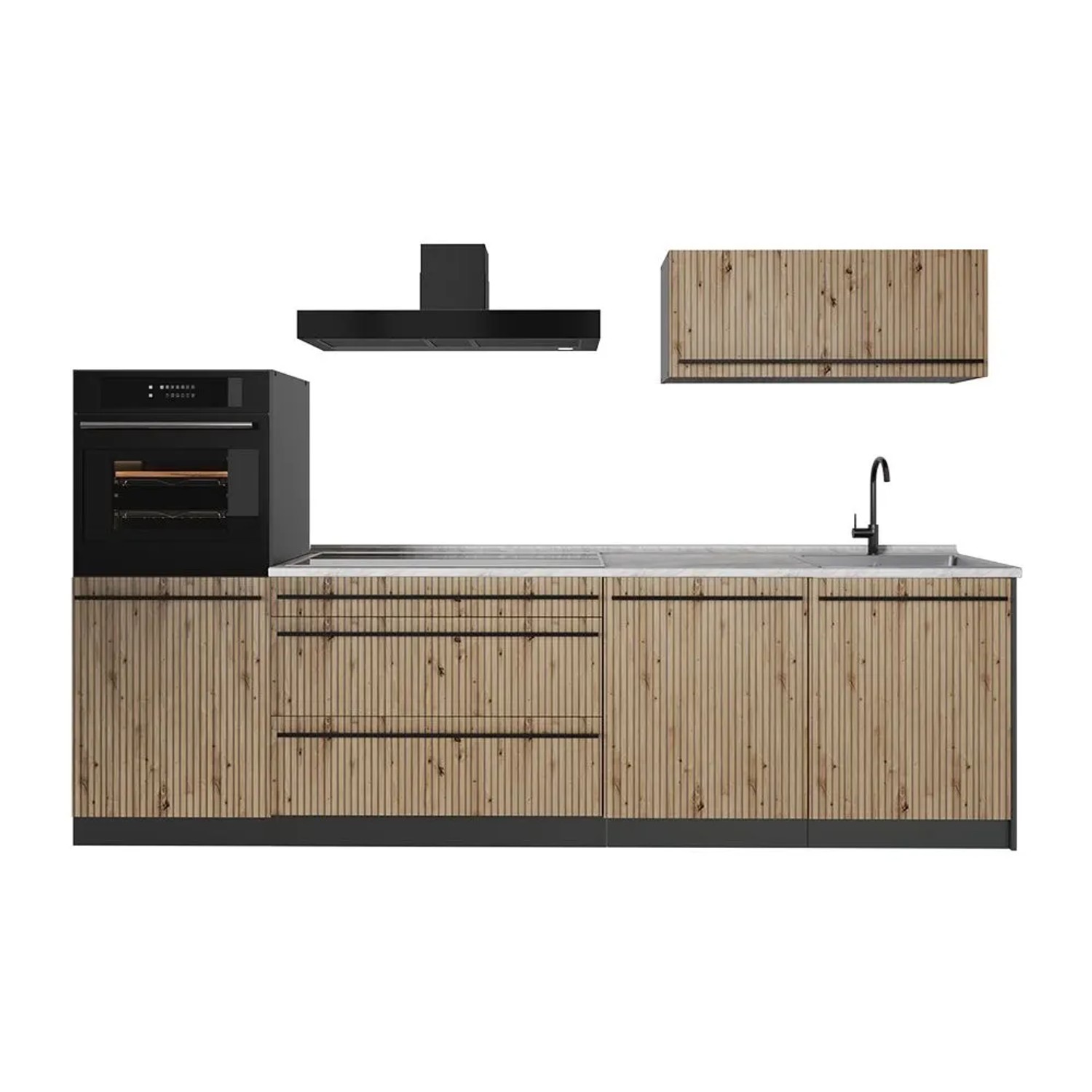Vicco Küchenzeile R-Line Artisan-Eiche/Anthrazit 280 x 143 ohne Arbeitsplatte Art Nr 67240