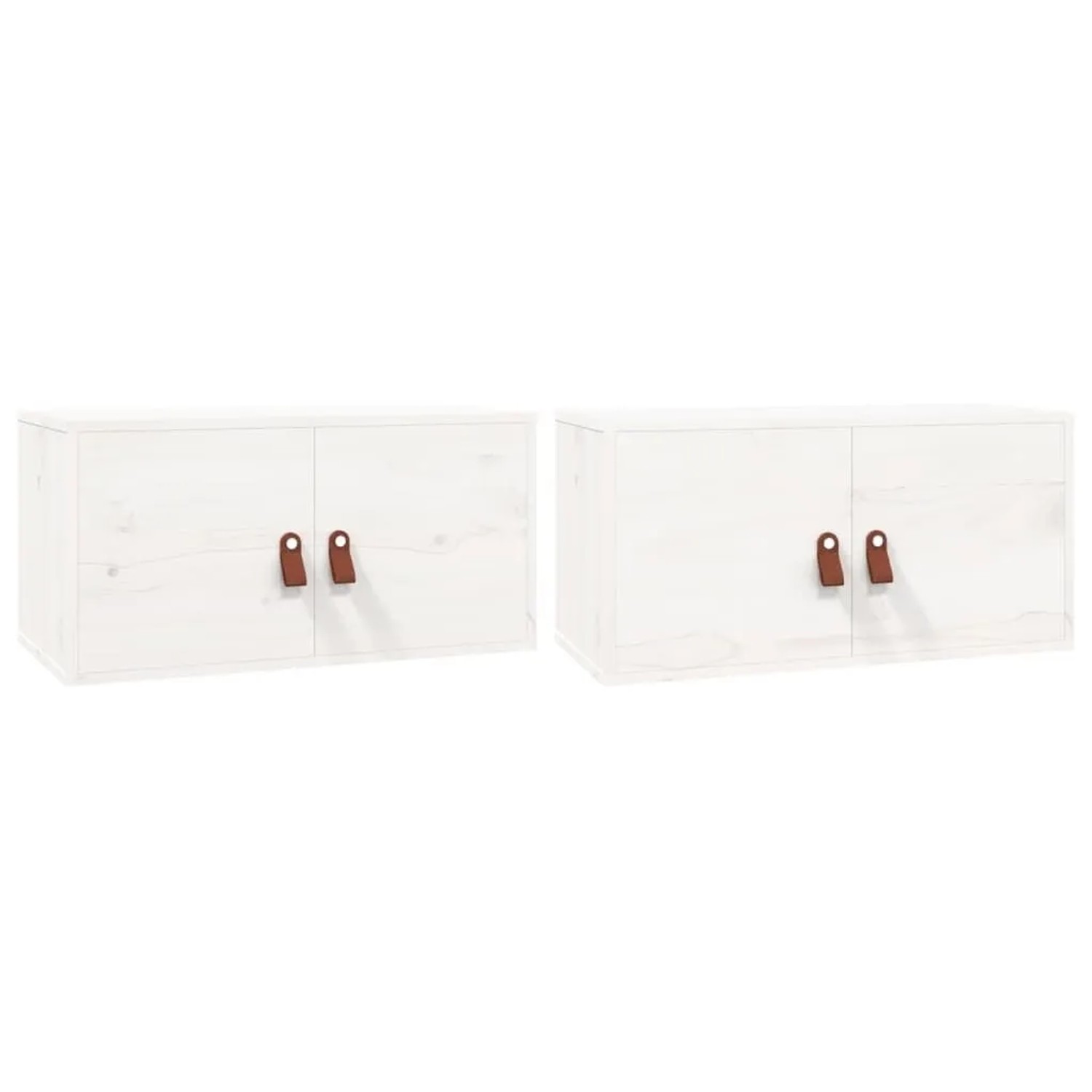 vidaXL Wandschränke 2 Stk Weiß 60x30x30 cm Massivholz Kiefer 818368