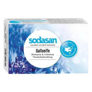 Sodasan Gallseife 100g Stück zur Fleckenentfernung auf Textilien.