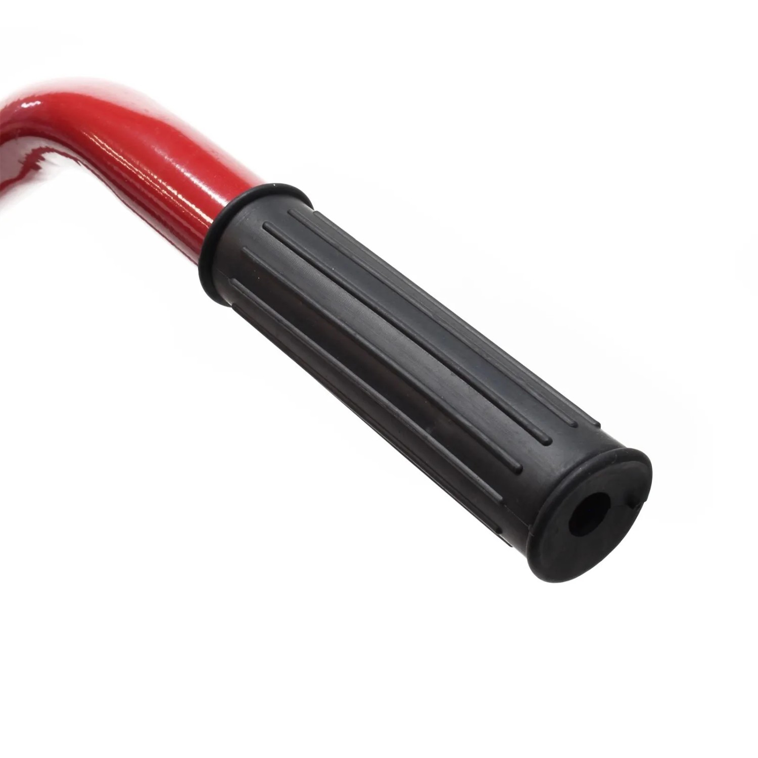 Roter, gebogener Griff der Xpotool Versetzzange mit schwarzem, geripptem Gummigriff. Robuste Bordsteinzange.