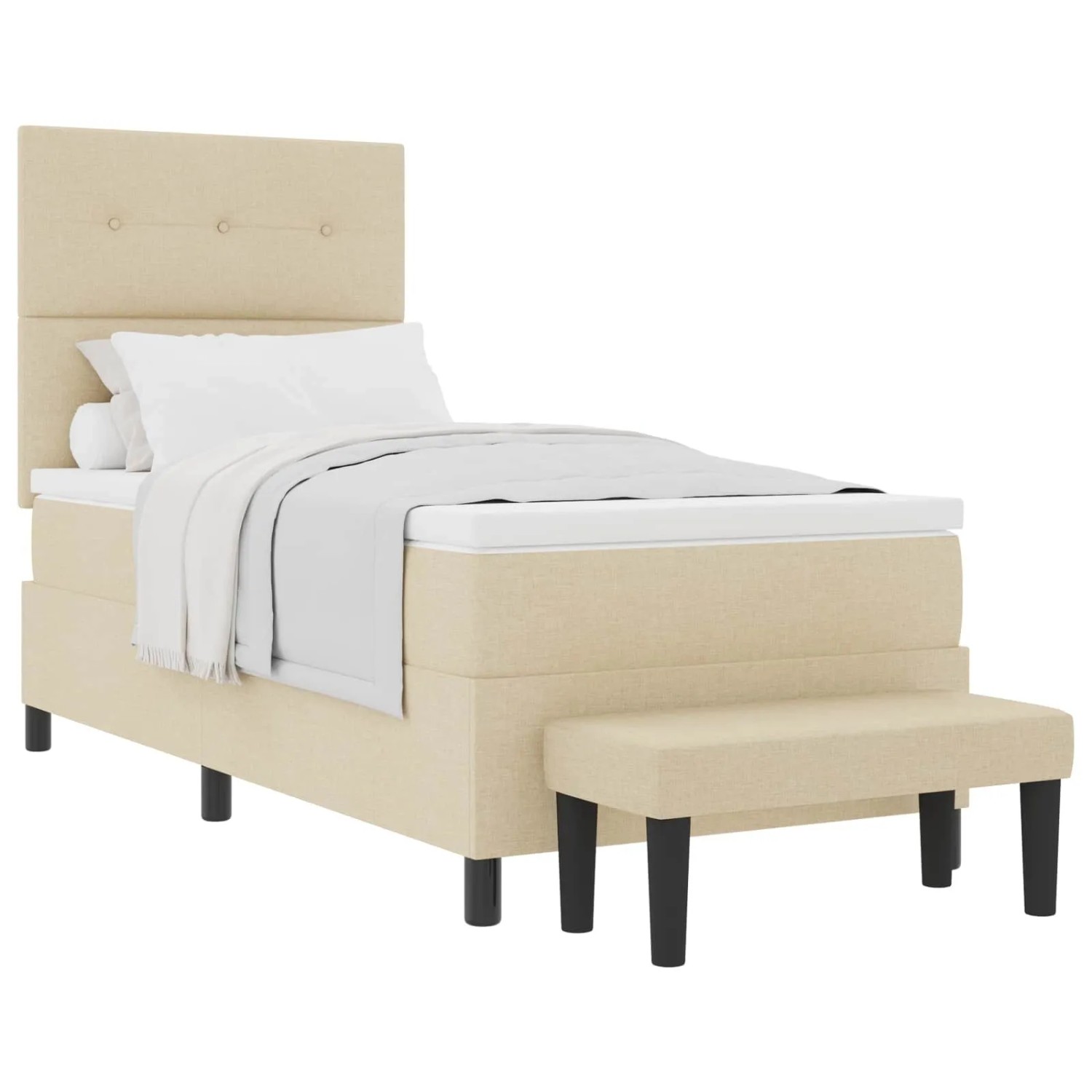 vidaXL Boxspringbett mit Matratze Creme 100 x 200 cm Stoff 3344049