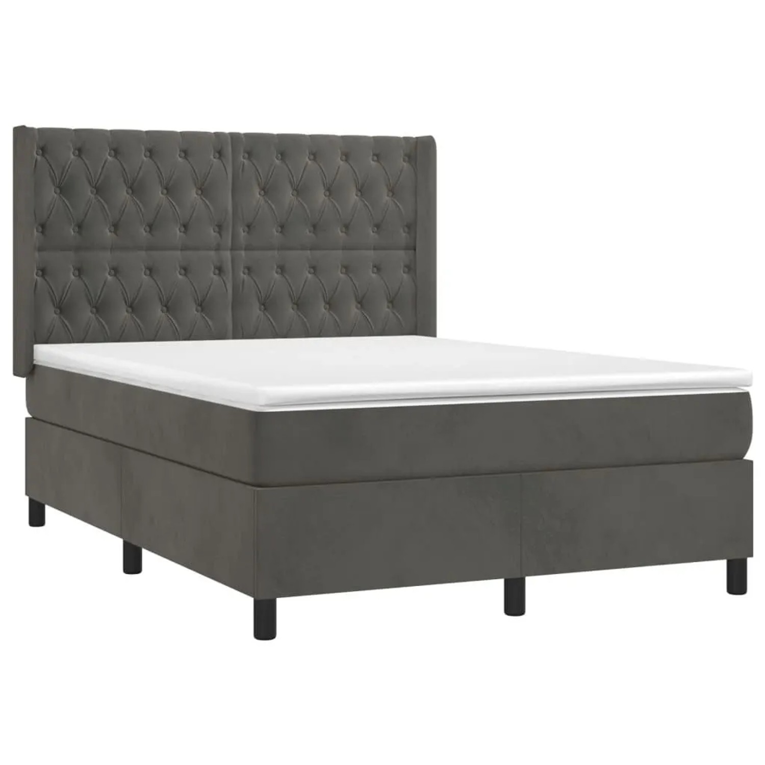 vidaXL Boxspringbett mit Matratze & LED Dunkelgrau 140x200 cm Samt 3139746 günstig online kaufen