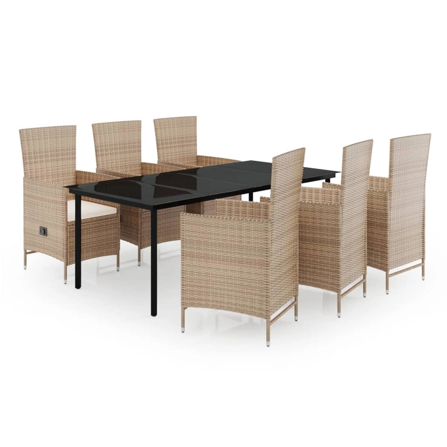 vidaXL 7-Tlg Garten-Essgruppe mit Auflagen Beige 3099441