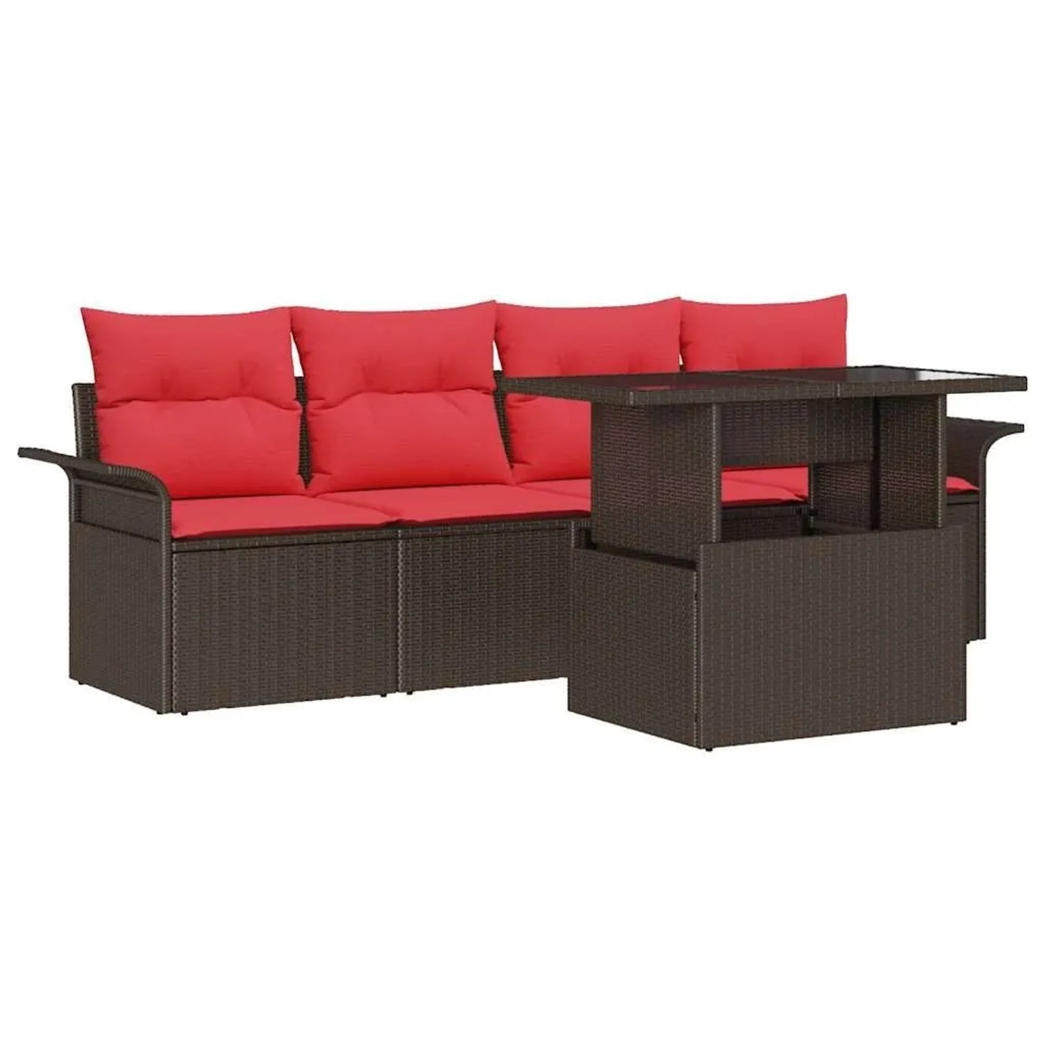 vidaXL Gartensofa-set mit Kissen 5 Stk Braun Poly-Rattan 3348190