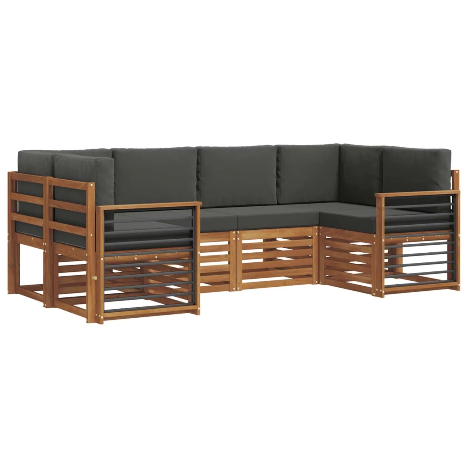 vidaXL Sofagarnituren 20 Tlg Natur und Anthrazit Massivholz Akazie 3375382