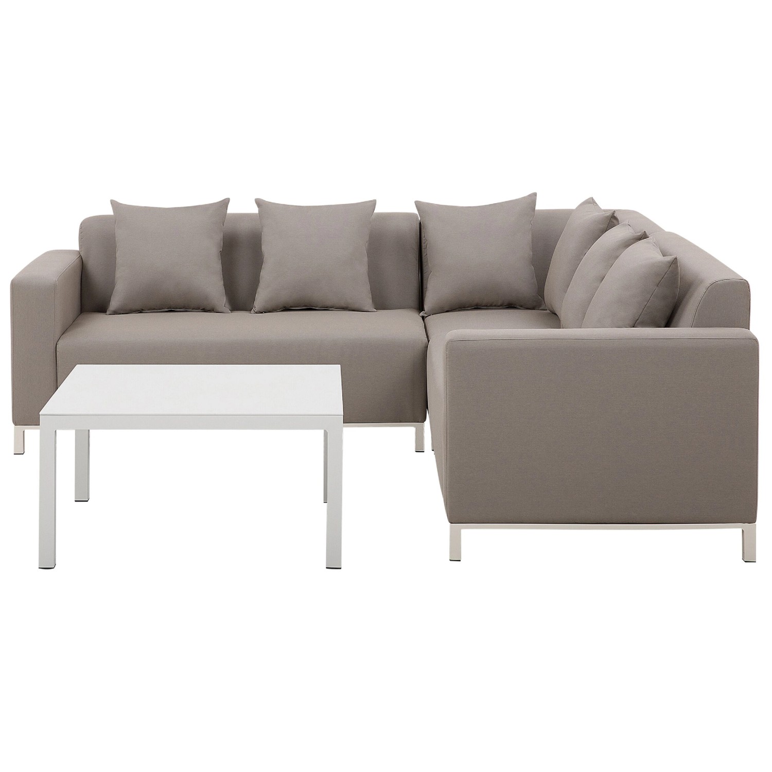 Beliani Linksseitig Lounge Set BELIZE Taupe 223x223x75
