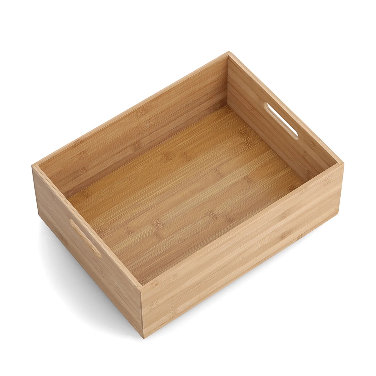 Zeller Aufbewahrungskiste aus Bambus, 30x40x14 cm, mit Tragegriffen.
