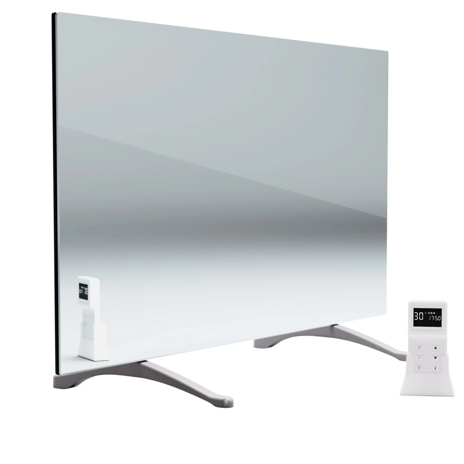 Klarstein Marvel Mirror Infrarotheizung, 600W, mit Spiegel, silbergrau, zur Wandmontage oder als Standgerät.