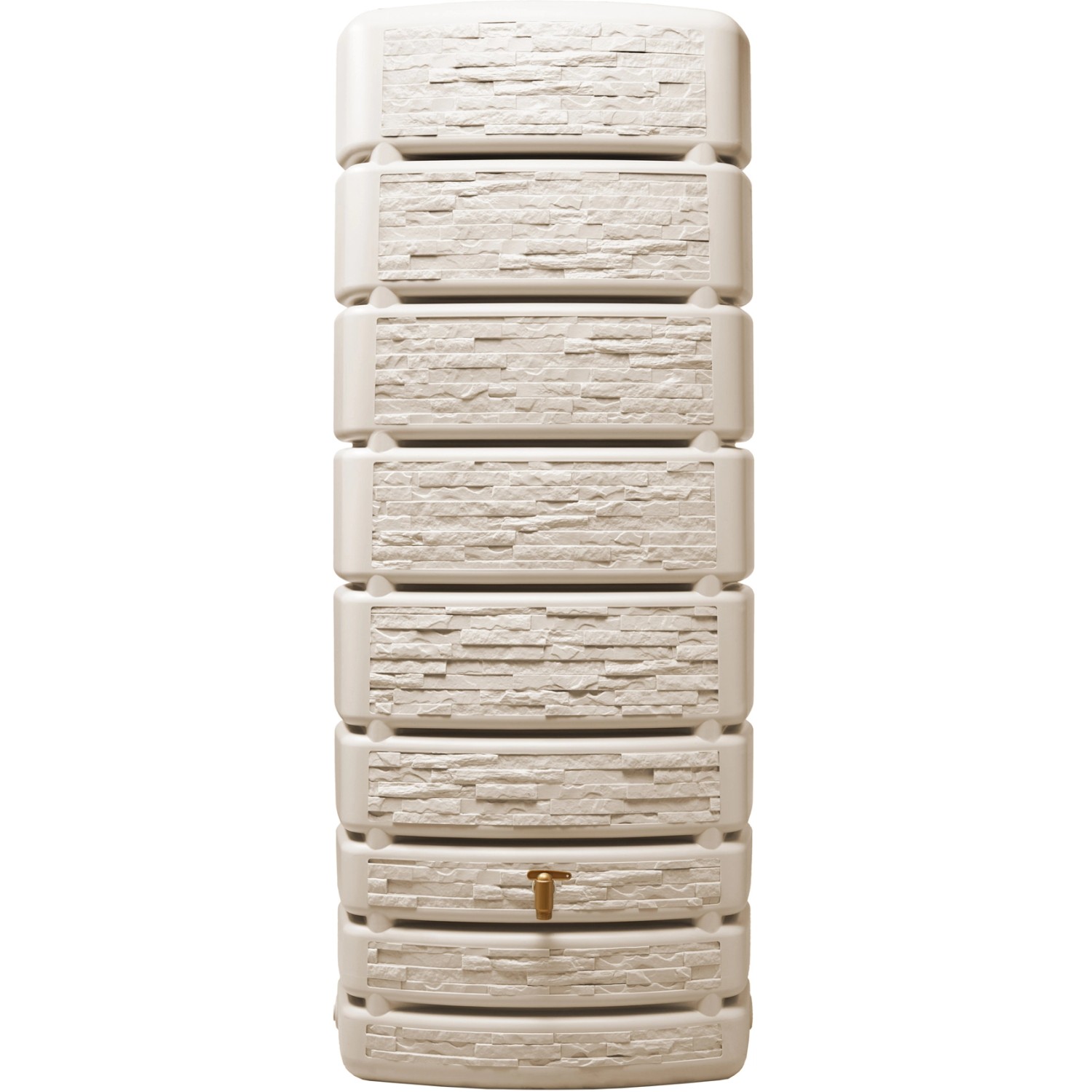 4rain Wandtank Slim Stone Decor 500 l, sandbeige, mit Steinoptik und Auslaufhahn.