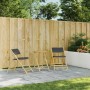 Klappbares 3-tlg. Bistro-Set aus Bambus mit dunkelgrauen Kissen für Garten, Terrasse oder Balkon.