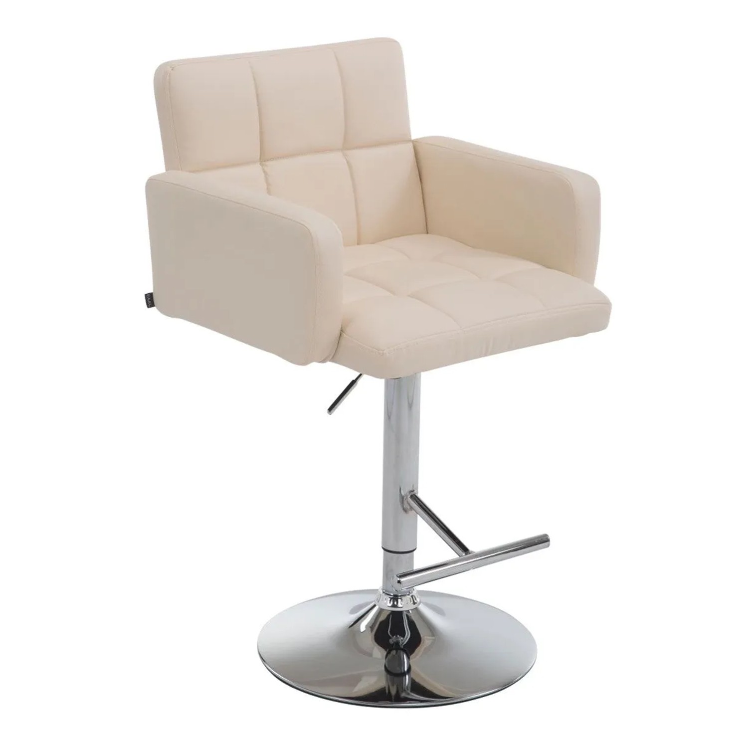 DELUKE Barhocker SUTUN Kunstleder Creme 60x56x93cm Silber Barstuhl Höhenverstellbar Mit Lehne Drehbar Tresenhocker Tresenstuhl