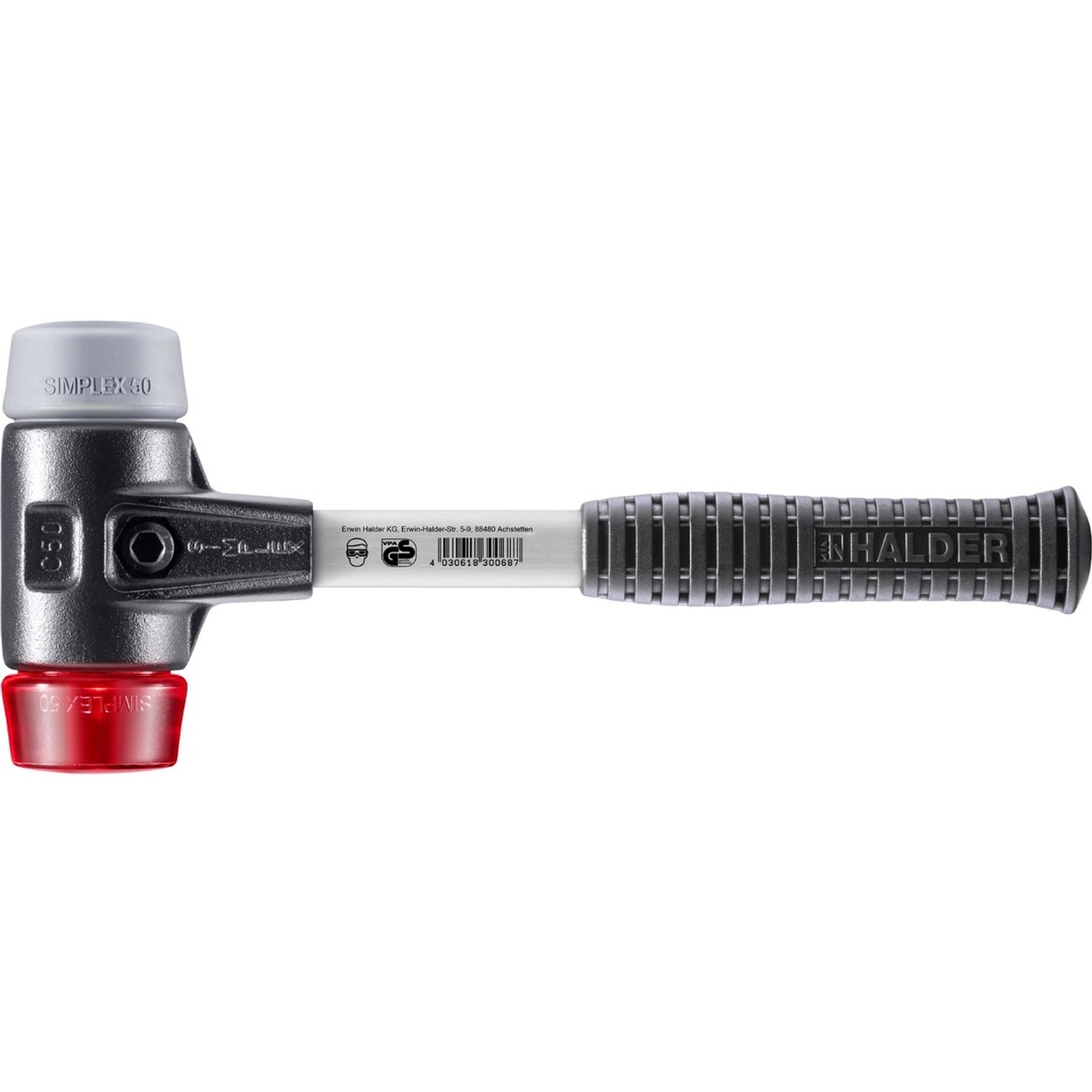 Halder Simplex Schonhammer Ø 50 mm TPE-mid Grau   Plastik Rot mit Verstärkt günstig online kaufen
