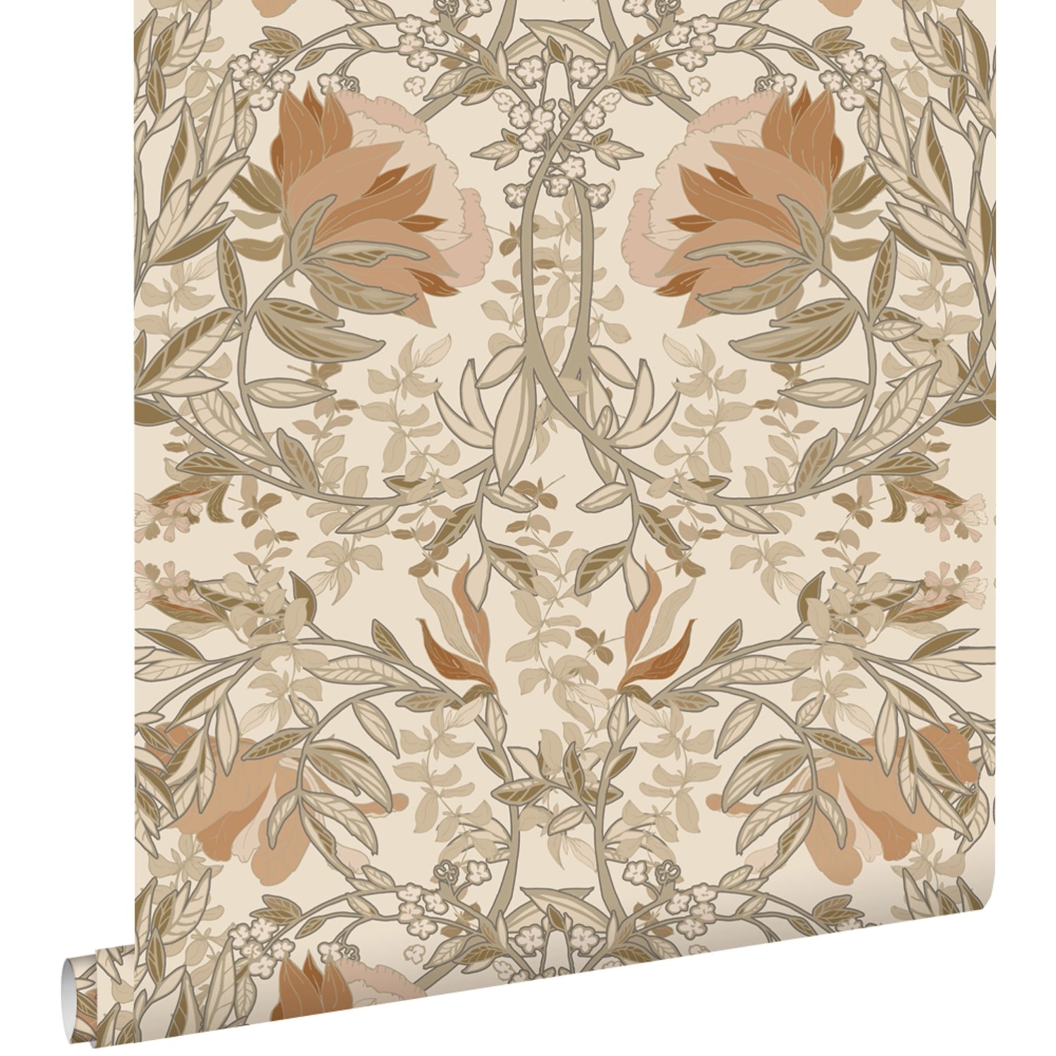 ESTAhome Tapete Blumenmuster im Jugendstil Hellbeige und Altrosa 53 cm x 10 günstig online kaufen