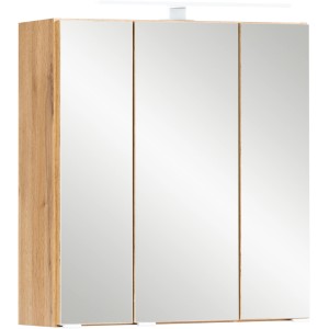 Held Möbel Spiegelschrank Trient, 60 cm, Wotaneiche, Teil des Badmöbel-Sets mit LED-Leuchte.