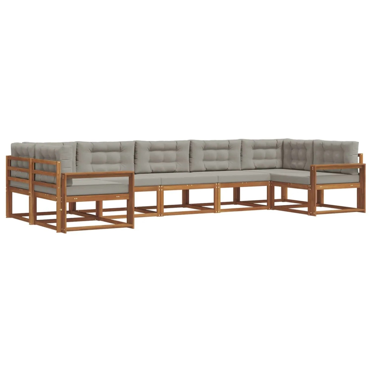 vidaXL Outdoor-Sofagarnitur mit Kissen 7-Tlg Natur und Hellgrau 3368109