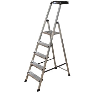 Krause Secury Stufen-Stehleiter mit 5 Stufen und MultiGrip-System für Heimwerker.