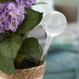 Relaxdays Bewässerungskugel Glas Transparent 2er Set 30 cm x 9 cm 150 g