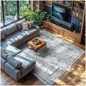 Tectake Vintage Designer Teppich Aliya Verschiedene Größen Orientalisches Muster 240 x 340 cm 340 x 240 x 0 60 cm Grau