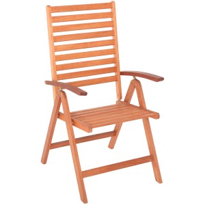 Gartensessel Bahia, 2er Set, braun, aus geöltem Eukalyptusholz mit verstellbarer Rückenlehne.