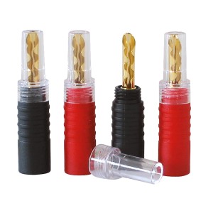 Dynavox Bananenstecker Set mit Kunststoffgehäuse, 4 Stück (2x Rot, 2x Schwarz) für Kabel bis 5 mm².